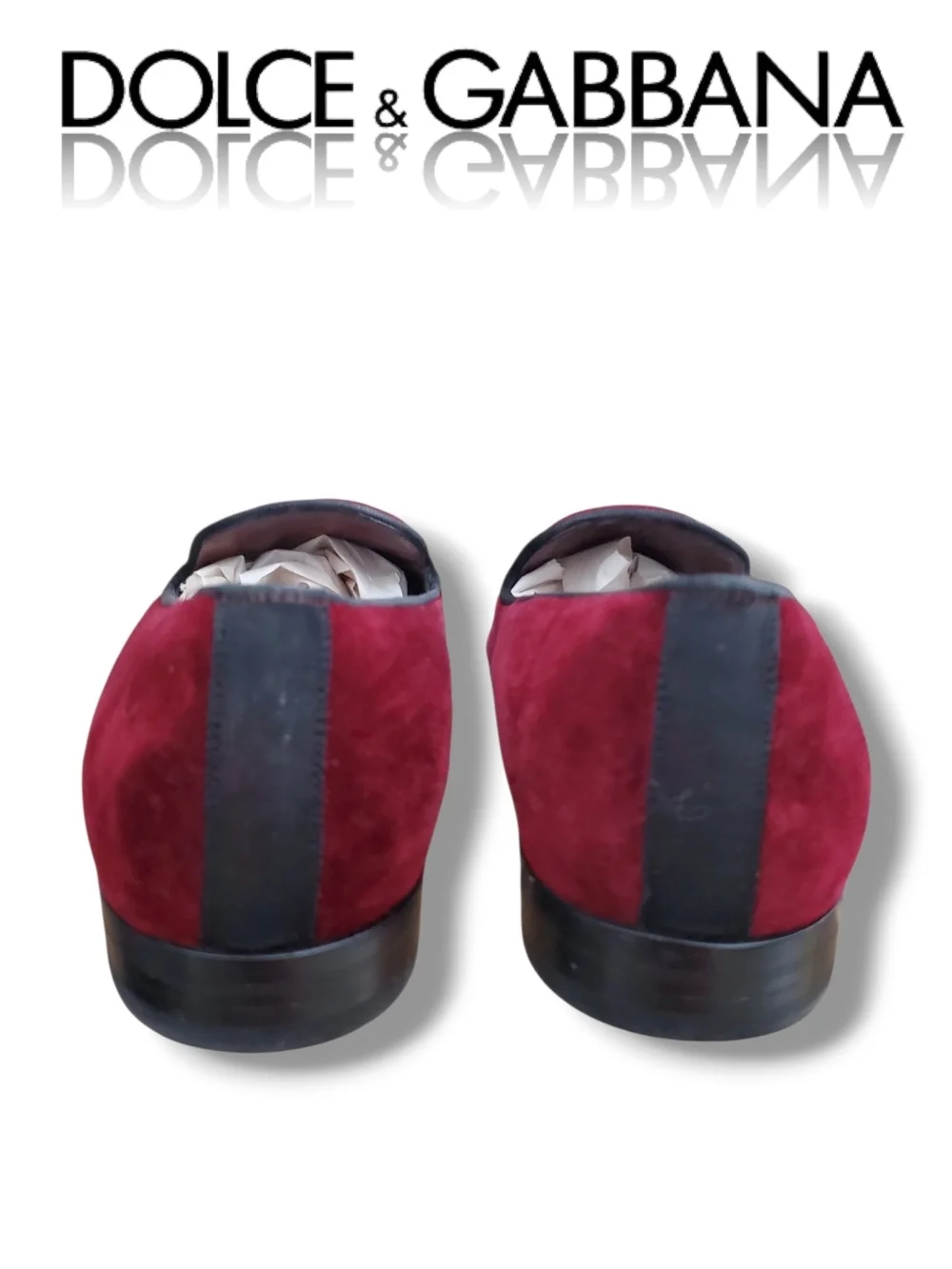Dolce & Gabbana Men’s Burgundy Velvet Smoking Slip-On Loafers Size 8 UK 9 US